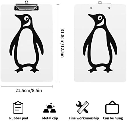 פינגווין לוחות אקריליק עם קליפ מתכת 12.5 על 8.5 אינץ ' לוחות קליפ חמודים קלים לתלייה לאירוע בכיתה במשרד