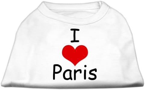 אני אוהב את פריז עיצוב הדפס חולצת כלבים אפור XS