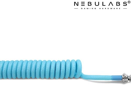 Nebulabs 5ft כבל מקלדת כבלים משחקי מחשב איידר מכני כבל USB-C מפותל קלאסי, תקע מתכת מותאם אישית עם מחבר