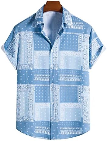 חולצת הוואי של גברים קיץ שרוול קצר חולצה חולצה גיאומטרית חולצות הדפסה גיאומטרית כפתור מזדמן למטה חוף חופשה