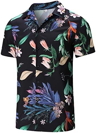 תלבושות חוף הוואי של UBST שנקבעו לגברים, קיץ טרופי מודפס עם חולצות הוואי רגועות מכנסיים קצרים 2