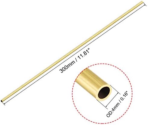 צינור עגול פליז OFOWIN אורך 300 ממ 5 ממ OD 0.5 ממ עובי קיר, צינורות צינור ישר של מתכת חלק לטיוט DIY טיוטת דגמי