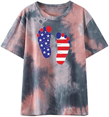 4 ביולי חולצות לנשים אמריקאי דגל גרפי חולצות קצר שרוול רופף חולצות מקרית חיצוני חולצה