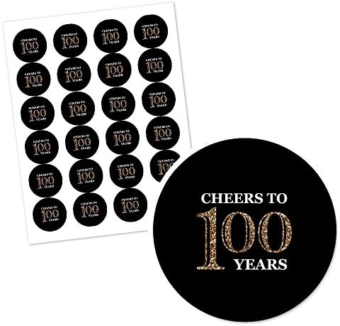 נקודה גדולה של אושר למבוגרים 100 יום הולדת-זהב-מסיבת יום הולדת מעגל מדבקת תוויות-24 לספור