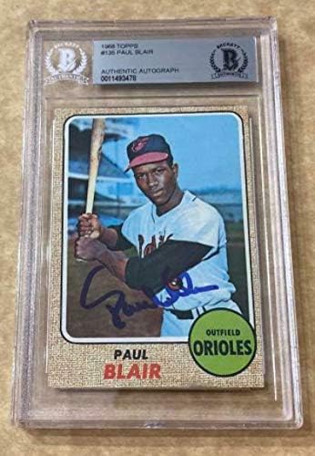 1968 Topps Paul Blair Orioles חתום כרטיס בקט חתימה אותנטית - כרטיסי חתימה של בייסבול.