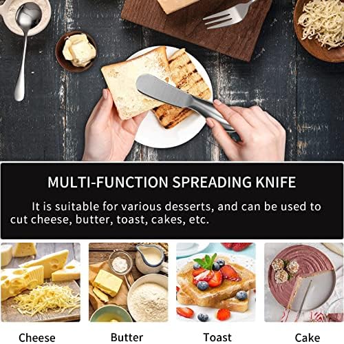 סט סכין מפיץ גבינה 丨 אביזרי צ'ארקוטרי 丨 סכין חמאת נירוסטה, כפות הגשה, מזלגות ומניסי מיני, המשמשות