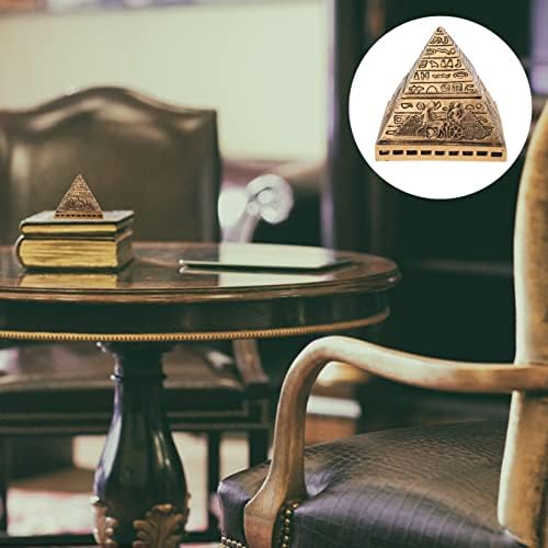 נסיעות קישוט מצרי פירמידת מזכרת תכשיטי תיבה: עתיק תכשיט תיבת פירמידת עין של פסל פיסול מחזיק מפתחות שרשרת צמיד