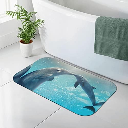 חורף הדולפין מודפס 19.7 על 31.5 אינץ ' שטיח מטבח אמבטיה, סופג חזק וייבוש מהיר