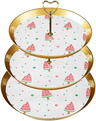 3 דוכן קאפקייקס שכבה עם מוט זהב מוט פלסטיק מגד מגדל קינוח קינוח קיץ גלידת פירות גלידת פירות לחתונה למסיבת