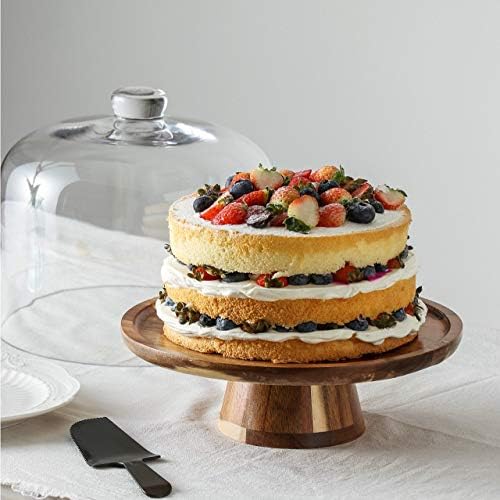 כל כלי בית שטוח עגול עץ שרת עוגת סטנד עם כיפה / עוגת תצוגת שרת מגש למטבח, מסיבות יום הולדת, חתונות,