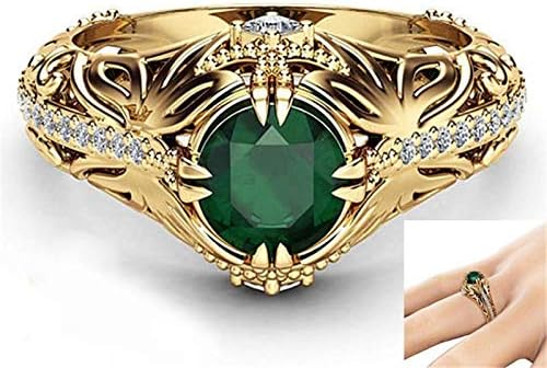 בנסריראצ ' ה 14 קראט זהב יהלום אמרלד טבעת נישואין תכשיטים קישוט אטואל אנילוס יהלום ביזוטריה לנשים אמרלד