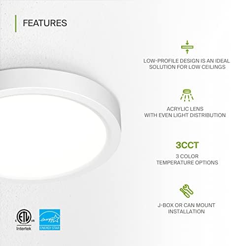 ASD 5 אינץ 'LED LED סומק תאורת תקרה - לעמעום מודרני 10W 725LM קרוב לגופי תאורה לתקרה - 3000K -5000K