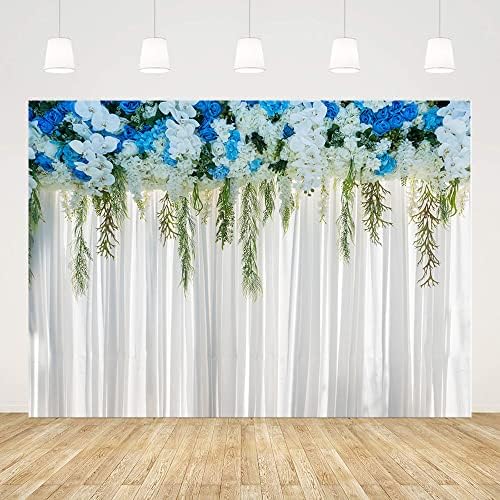 סנדלי 7x5ft פרח לבן קיר רקע וילונות למסיבות צילום רקע חתונה כלה מקלחת תינוק קישוטים למסיבת יום הולדת קישוטי פרחים