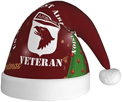 צבא ארצות הברית 101 דיוויזיה מוטסת ותיק מבוגרים מצחיקים קטיפה כובע סנטה כובע חג המולד לנשים וגברים