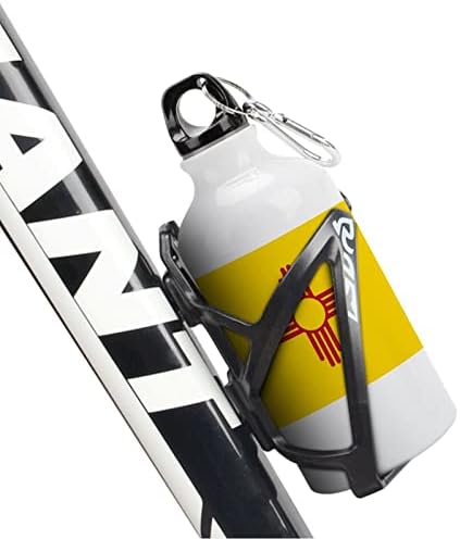 דגל ניו מקסיקו בקבוק מים אלומיניום מצחיק לקמפינג אופניים ספורט נסיעות עם מכסה ומחזיק מפתחות