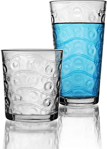 סירקלוור קוסמו סט כלי זכוכית ענק בן 12 חלקים של כוסות שתייה כוסות כוסות וויסקי למים, בירה, מיץ,
