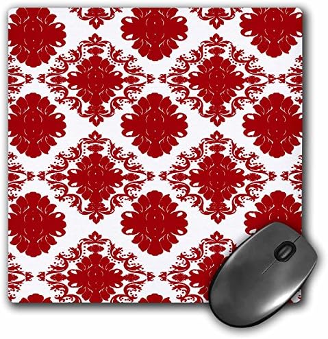 3 ורוד יפה אדום &מגבר; דפוס דמשק יהלום לבן-משטח עכבר, 8 על ידי 8