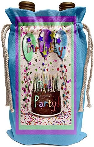עיצוב הזמנה ליום הולדת של 3drose בוורלי טרנר - הזמנת מסיבת יום הולדת 3 עוגת שוקולד - שקית יין
