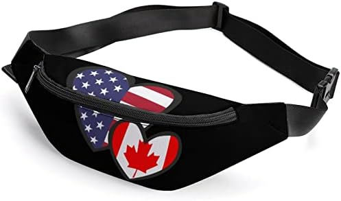 לבבות שקית חגורת דגל קנדה אמריקאית לנשים לנשים שקית מותן אופנה תיק קרוס גוף עם רצועה מתכווננת למשרד נסיעות