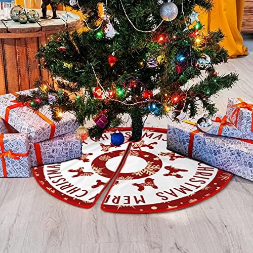 מחצלת עץ חג המולד 30 X30 כלבי פתית שלג גורים חצאית עץ חג המולד אדום DACHSHUN