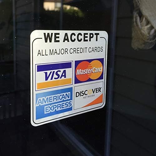 מודפס בצד הדבק, חיצוני/מקורה 3.5 x3.5 - אנו מקבלים את כל כרטיסי האשראי העיקריים: ויזה, MasterCard,