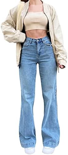 על ג 'ינס פעמון תחתון ג' ינס לנשים גבוהה מותן התלקחות ג 'ינס לנשים נמתח מכנסי פעמון מכנסיים יג' יג מיתרי