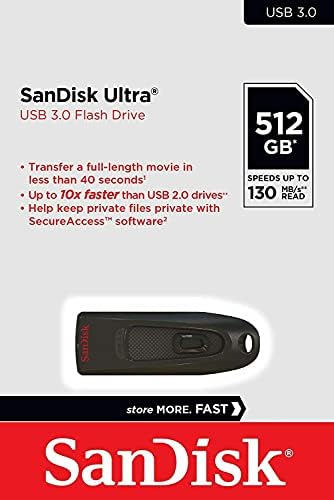 Sandisk 512GB Ultra 130MB/S USB 3.0 כונן הבזק SDCZ48-512G צרור עם שרוך גורם