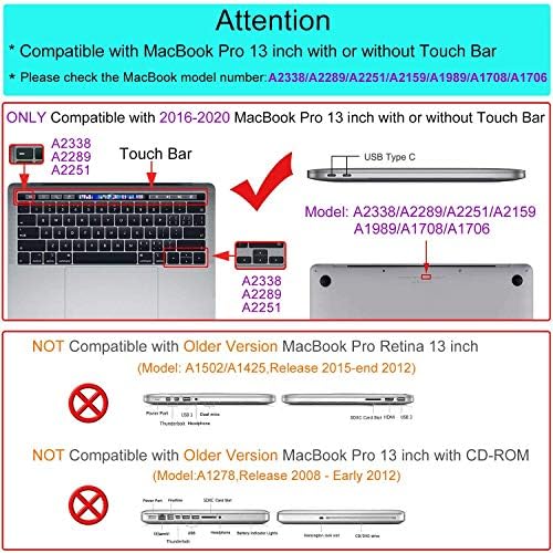 Nothers Hard Case תואם ל- MacBook Pro 13 אינץ 'A2338 A2289 A2251 A2159 A1989 A1706 A1708,-2020 שחרור