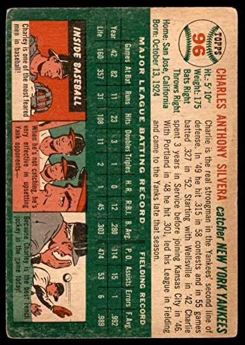 1954 Topps 96 Charlie Silvera New York Yankees Dean's Cards 2 - Yankees Good