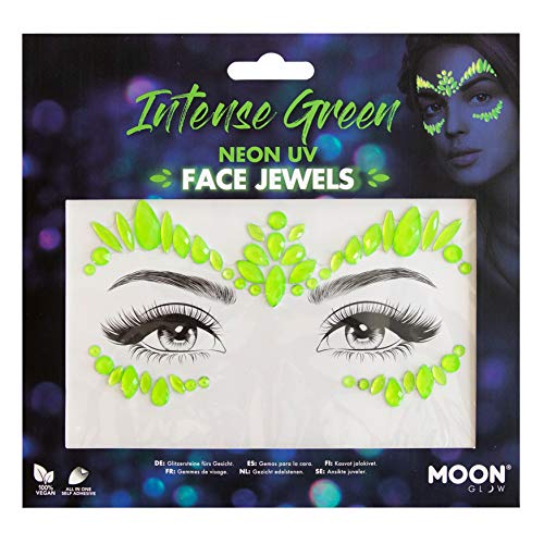 ניאון UV פנים תכשיטים מאת ירח זוהר - פסטיבל פנים גוף אבני חן, מדבקות נצנצים עין של קריסטל, תכשיטים קעקועים זמניים
