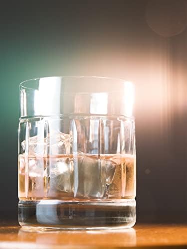 כוס זכוכית-כפול מיושן סט של 6 כוסות יד לחתוך קריסטל תוכנן כוסות עבור ויסקי בורבון מים משקה שתייה 12 עוז.