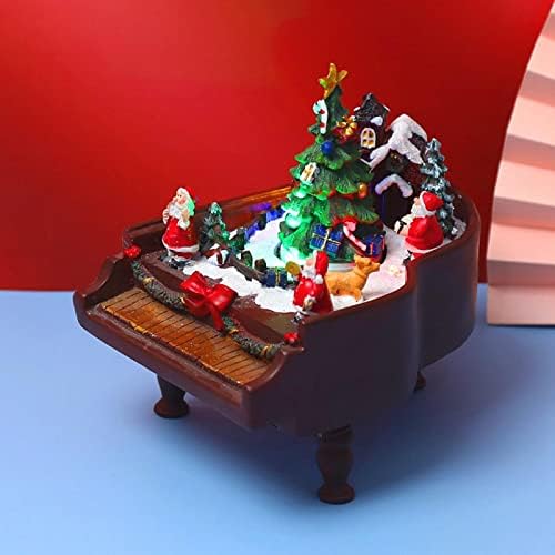 קולקולו רומנטי שרף שלג סצנת חג המולד פסנתר מוסיקה תיבת מסתובבת חג המולד שנה בית שולחן העבודה דקור