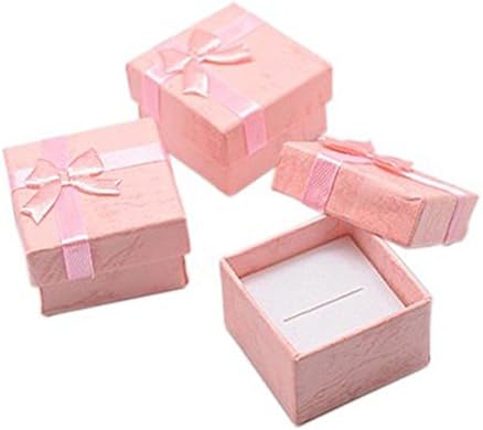 פנדהול 12-חתיכה קרטון טבעת קופסות עם ריפוד מתנות נייר קופסות תכשיטי אחסון קוביית מעורב צבע