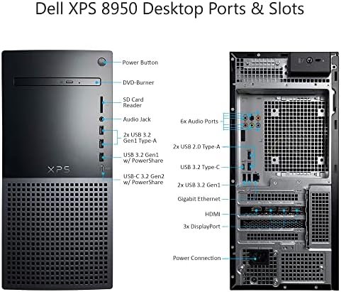 Dell XPS 8950 מחשב שולחני משחק-Gen Intel Core 12th I7-12700 עד 4.90 GHz מעבד, 64GB DDR5 RAM, 8TB SSD