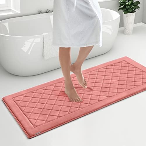 שטיח אמבטיה רקום יהלומי קורטקס מיקרו-יבש לאמבטיה, שטיחי אמבטיה מקצף זיכרון עם בסיס עמיד להחלקה