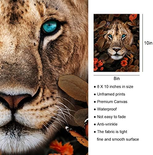 Allblue Jungle Safari Animal Wall Art הדפסים פוסטר אריה נמר נמר קיר בעלי חיים עיצוב קיר של 4 תמונות קיר לבעלי