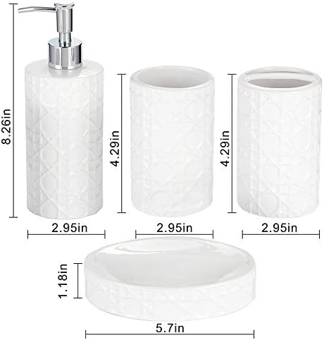 אביזרי אמבטיה של CAA סט קרמיקה 4 חתיכות הרכב אמבטיה לעיצוב אמבטיה כולל מתקן מברשת שיניים מחזיק סבון סבון כוסות