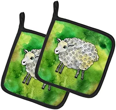 אוצרות קרוליין BB5768PTHD זוג כבשים איריות של מחזיקי סיר, מחזיקי סיר עמידים בחום מטבח מגדירים רפידות חמות לתנור
