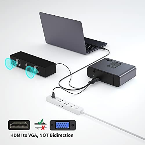 MT-Viki HDMI לממיר מתאם כבלים VGA עם USB ו- 3.5 ממ זכר שמע, HDMI ל- VGA מתאם 15ft/4.5m
