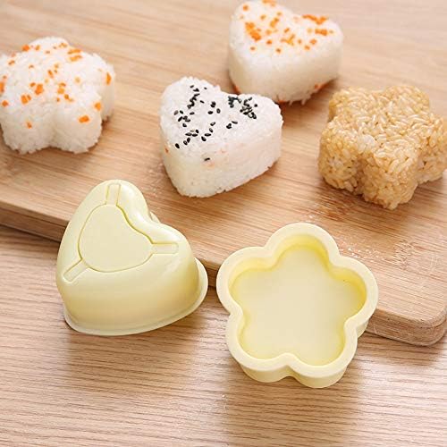 MXY Sushi אורז כדור עובש Musubi Maker Maker פלסטיק אונגירי יצרנית עיתונות סט של 2 תבניות צורות לב