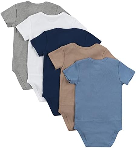 חליפות גוף תינוקות, שרוול קצר גמיש אולטימטיבי לבנים ובנות, 5 חבילות