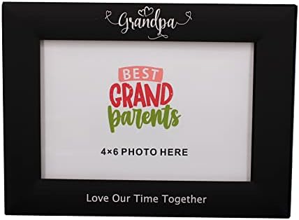 Leadex סבא אוהב את זמננו יחד, חרוט מסגרת תמונה מתכת שחורה 4 על 6 אופקית לסבא אבא, יום סבא וסבתא, מתנת