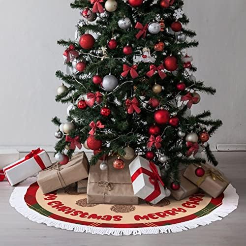 חצאית עץ חג המולד מחצלת עץ חג המולד משובצת חג המולד עם ציצית 30 כדורי חג המולד חצאית עץ חג המולד מחצלת בסיס