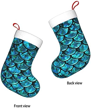 גרבי בת ים של חג המולד סולם בת ים כחול כפול דו צדדי תלויים בגרביים