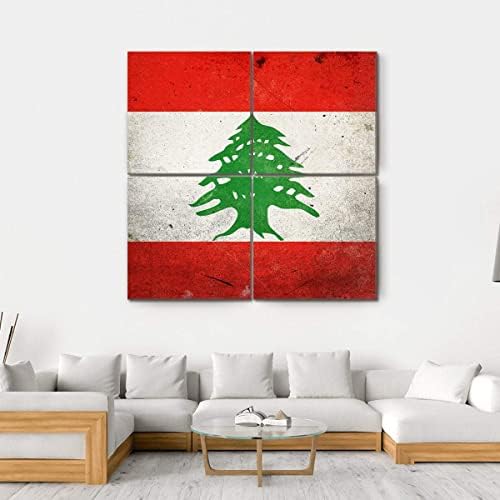 Ergo Plus Grunge Lebanon Flag Wall Art Art מדהים ציור נמתח מוכן לתלות לעיצוב הבית - מושלם לקיר