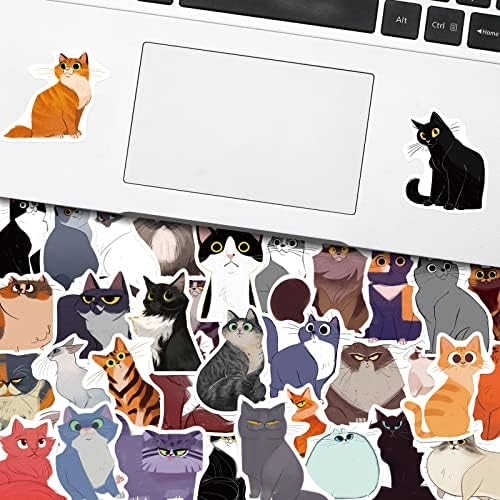 100 יח 'מדבקות חתולים חמודות לבקבוקי מים, ויניל אטום מים לחתולי קאוואי אריזת מחשב נייד מחשב סקייטבורד