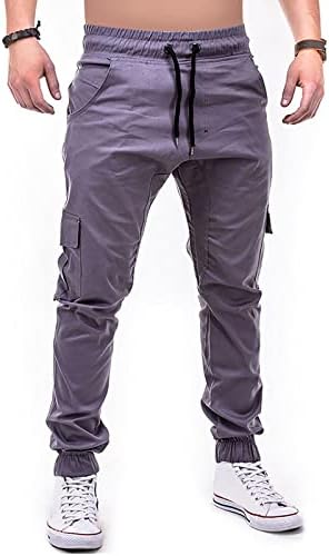 מכנסי מטען של Uofoco בצבע אחיד צבע ספורט ספורט תחבושת מכנסי טרנינג רופפים מזדמנים משוררים מכנסיים
