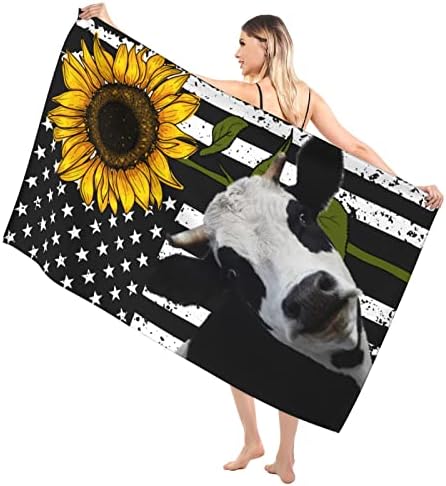 SKT T1 מיקרופייבר אמריקאי דגל אמריקאי חוף חמניות חוף מגבות פרחים ופרה צהובה על שחור ולבן ארהב מגבת אמבטיה