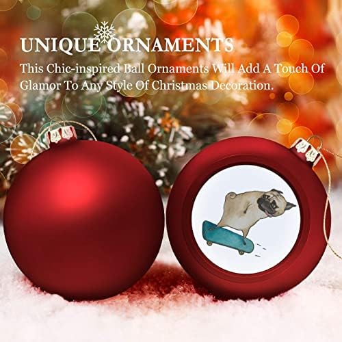 סקייטבורד פוג כלב כדור חג המולד כדור קישוטי קישוטי עץ XAMS למסיבת חג