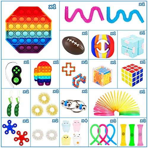 צעצועים זעירים של כתום, 33 יחידות, חבילות חפיסות חושני חישה של צעצועים לחישה מוגדרים לילדים מבוגרים אוטיזם ADHD